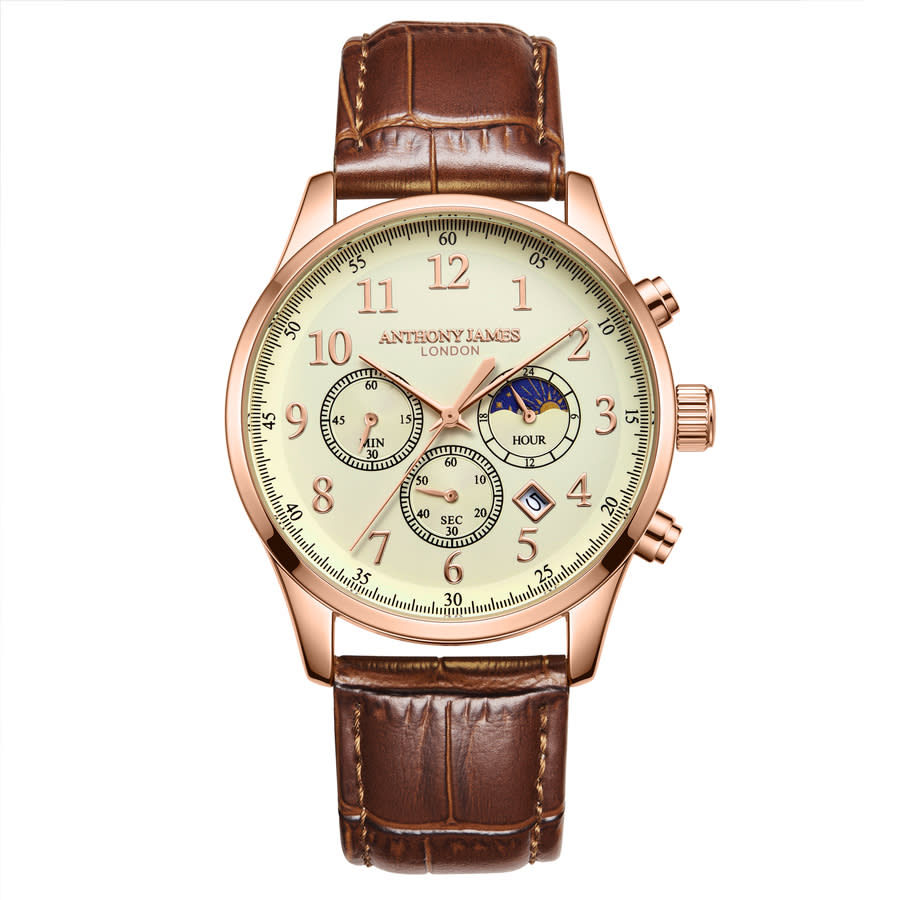 Anthony James Moonphase Chronograph White Dial Men's Watch AJ072