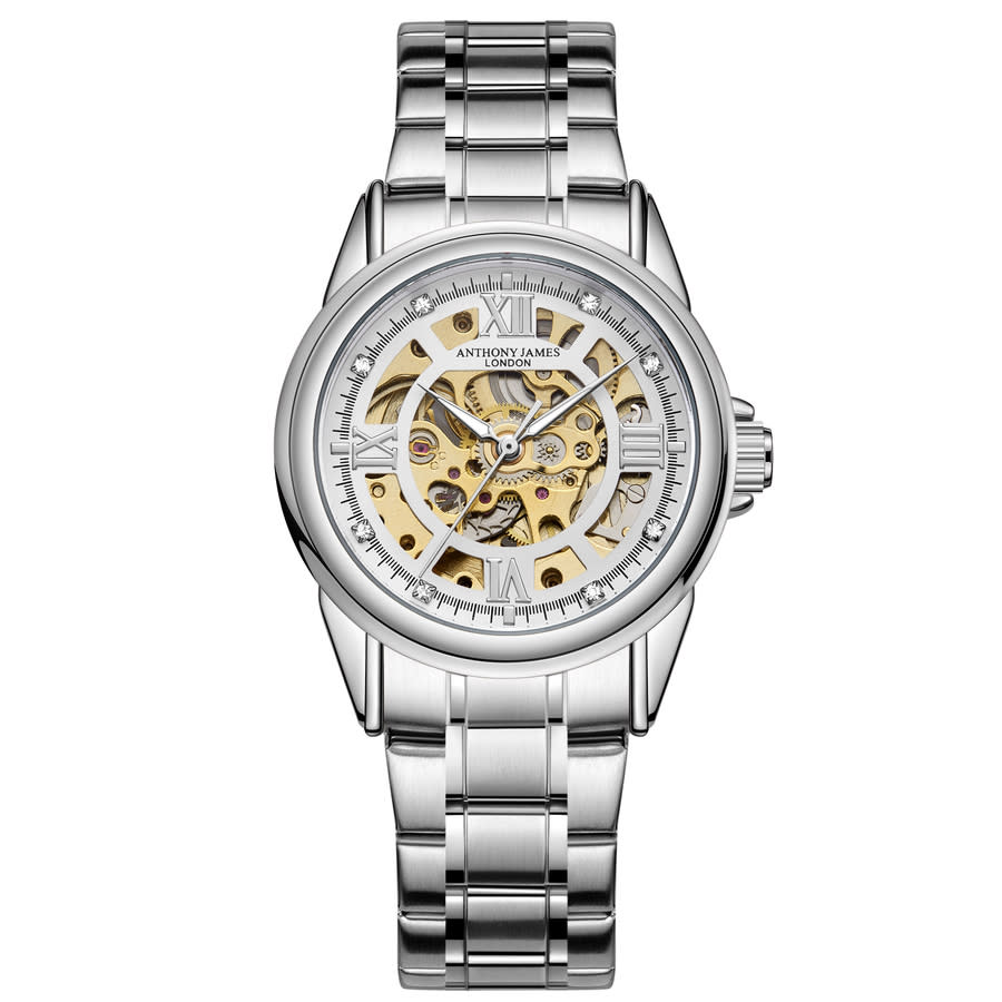Anthony James Skeleton Automatic Silver-tone Dial Men's Watch