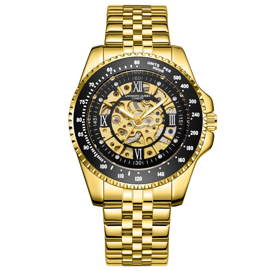 Anthony James Tachymeter Automatic Gold Dial Men's Watch AJ009N2