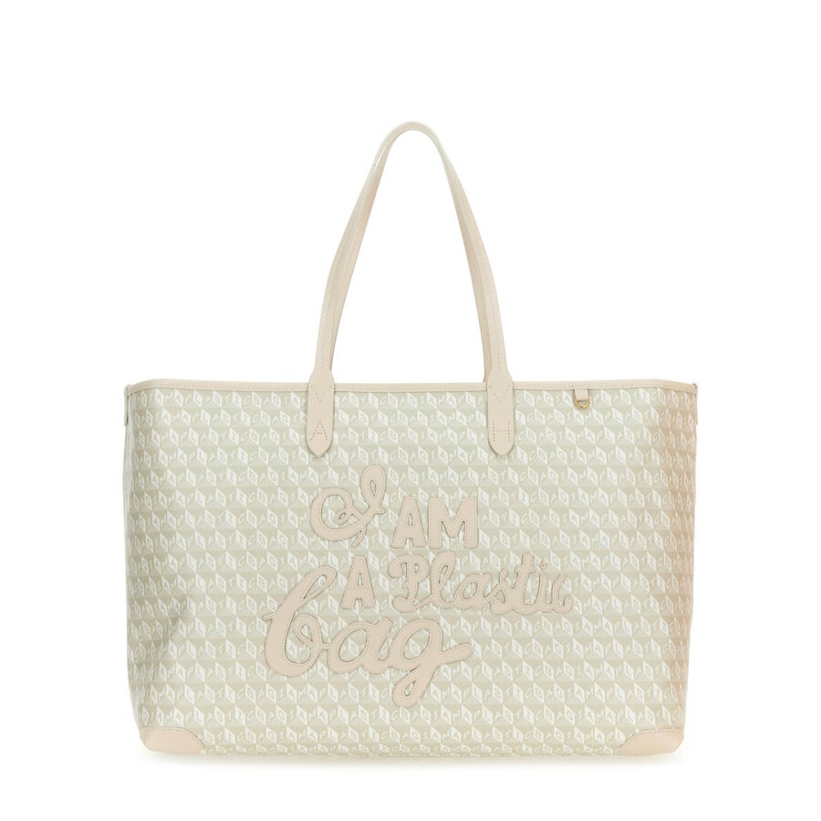 Anya Hindmarch Xs Tote Bag With I Am A Plastic Bag Pattern In Neutral