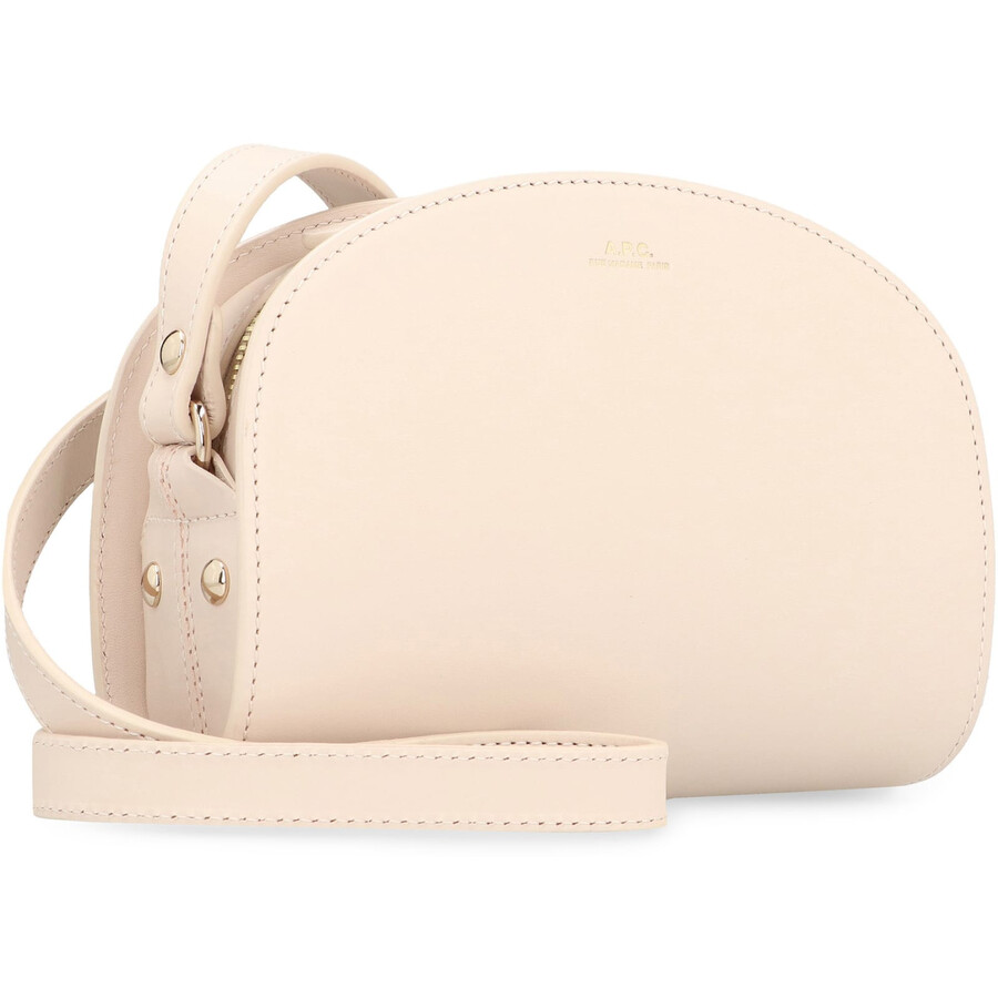 Apc A.p.c. Demi-lune Mini Leather Crossbody Bag In Pink