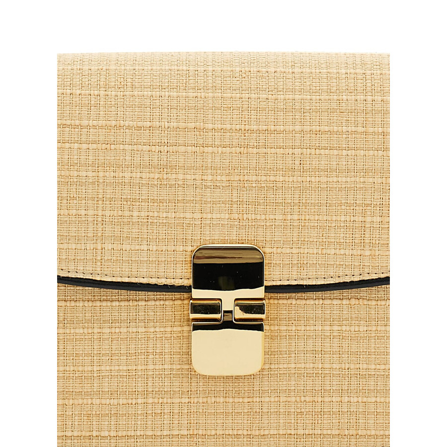 Apc A.p.c. Grace Small Beige Shoulder Bag With Clasp Closure And Adjustable Leather Strap In Leather In Sand