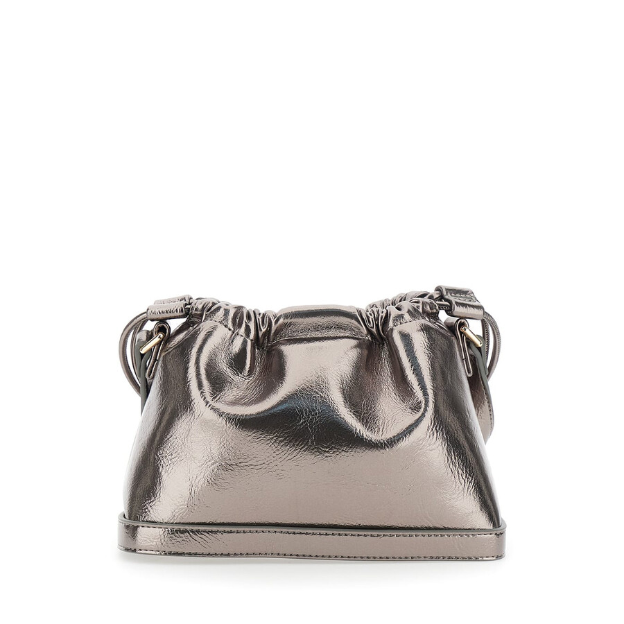 Apc A.p.c. Metallic Shoulder Bag With Logo Lettering On The Front And Drawstring Closure In Ecoleather In Silver