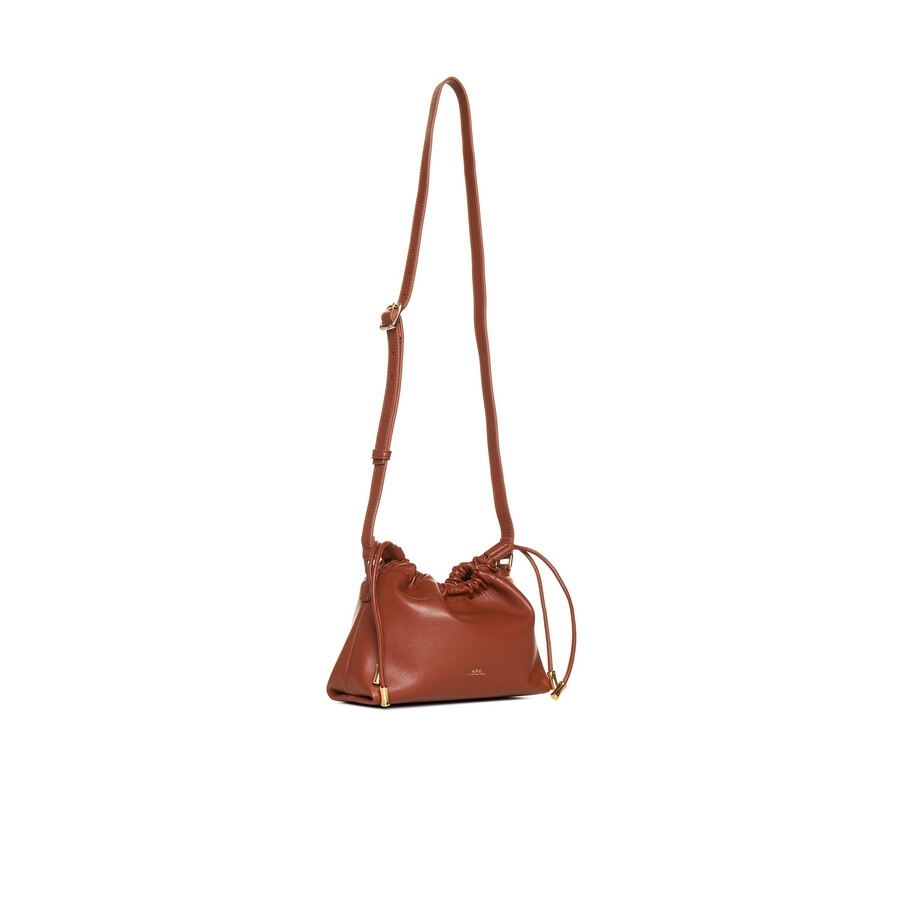Apc A.p.c. Ninon Logo Embossed Mini Shoulder Bag In Brown