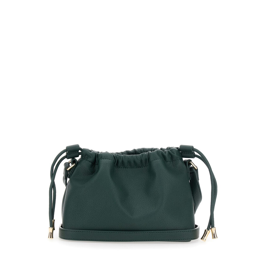 Apc A.p.c. Ninon Green Mini Crossbody Bag With Drawstring Closure And Embossed Logo Lettering On The Fro In Green