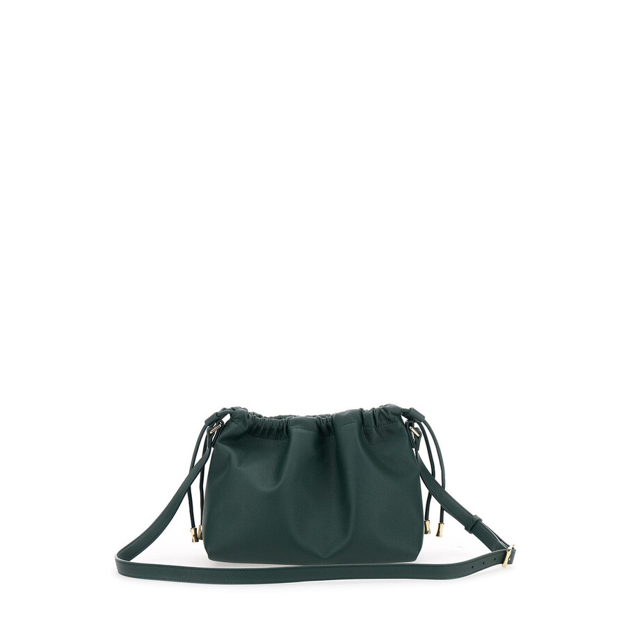 Apc A.p.c. Ninon Green Mini Crossbody Bag With Drawstring Closure And Embossed Logo Lettering On The Fro In Green