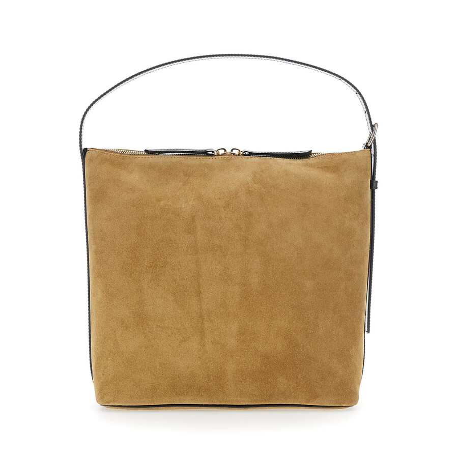 Apc A.p.c. Vera Beige Shoulder Bag With Top Handle And Zip Closure In Suede In Multi