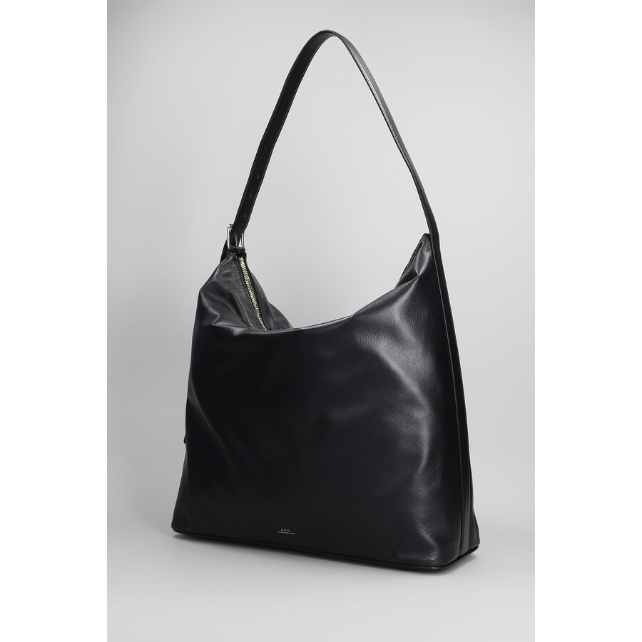 Apc A.p.c. Vera Maxi Shoulder Bag In Black Leather In Black