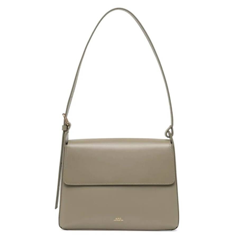 Apc A.p.c. Vert Taupe Leather Virginie Flap Bag In Brown