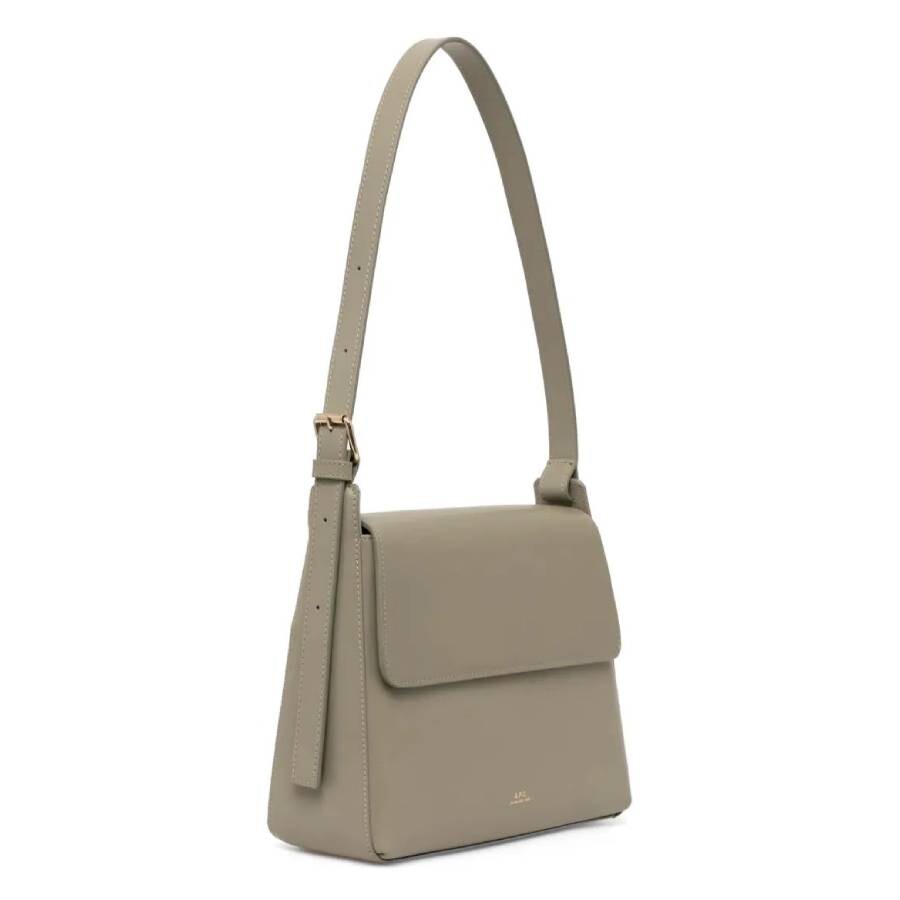 Apc A.p.c. Vert Taupe Leather Virginie Flap Bag In Brown
