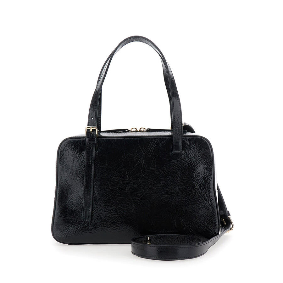 Apc A.p.c. Virginie Black Shoulder Bag With Removable Shoulder Strap And Front Logo In Leather In Black
