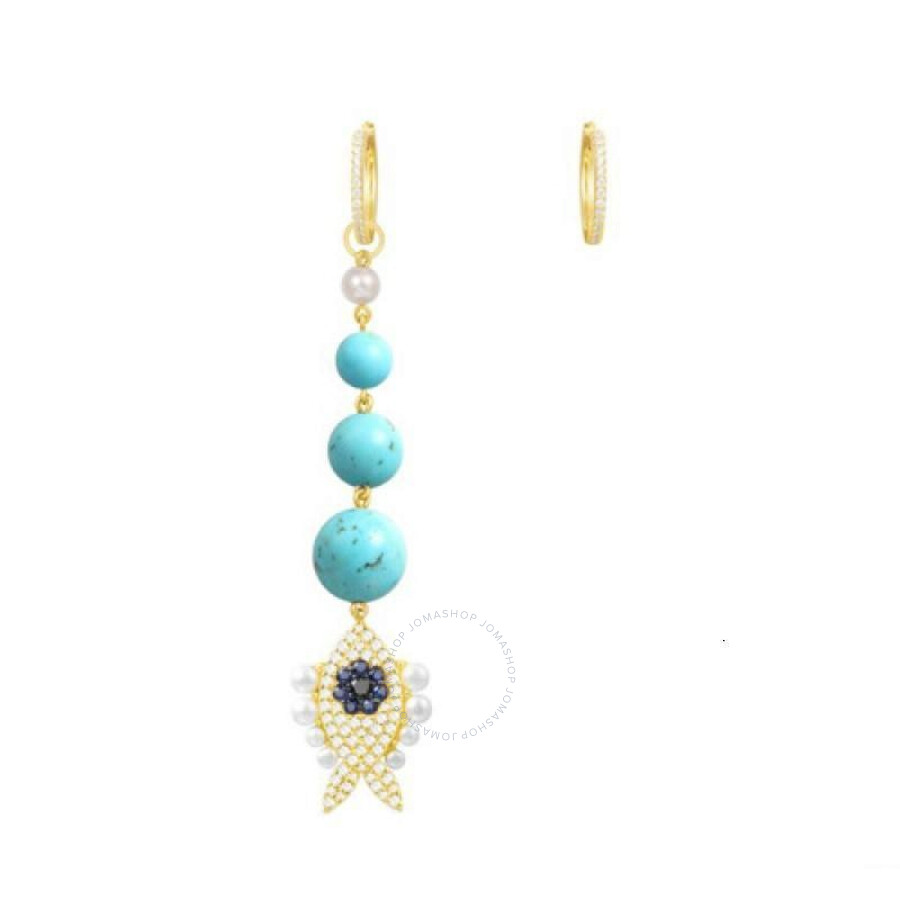 Apm Monaco Ladies Asymmetrical Lucky Fish Pearl Earring AE11616MY