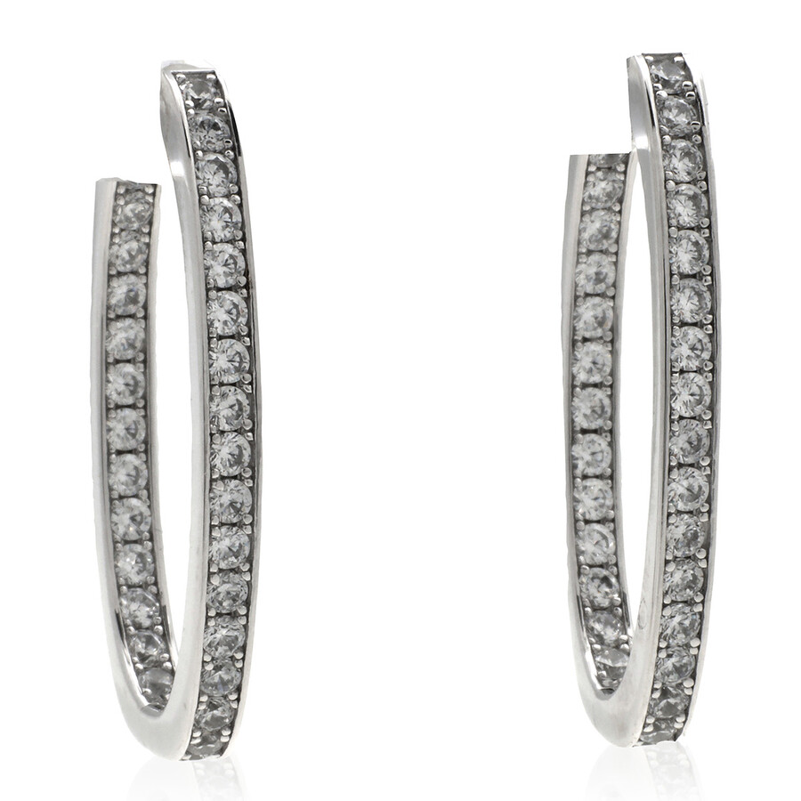 Apm Monaco Pave Oval Sterling Silver Earrings