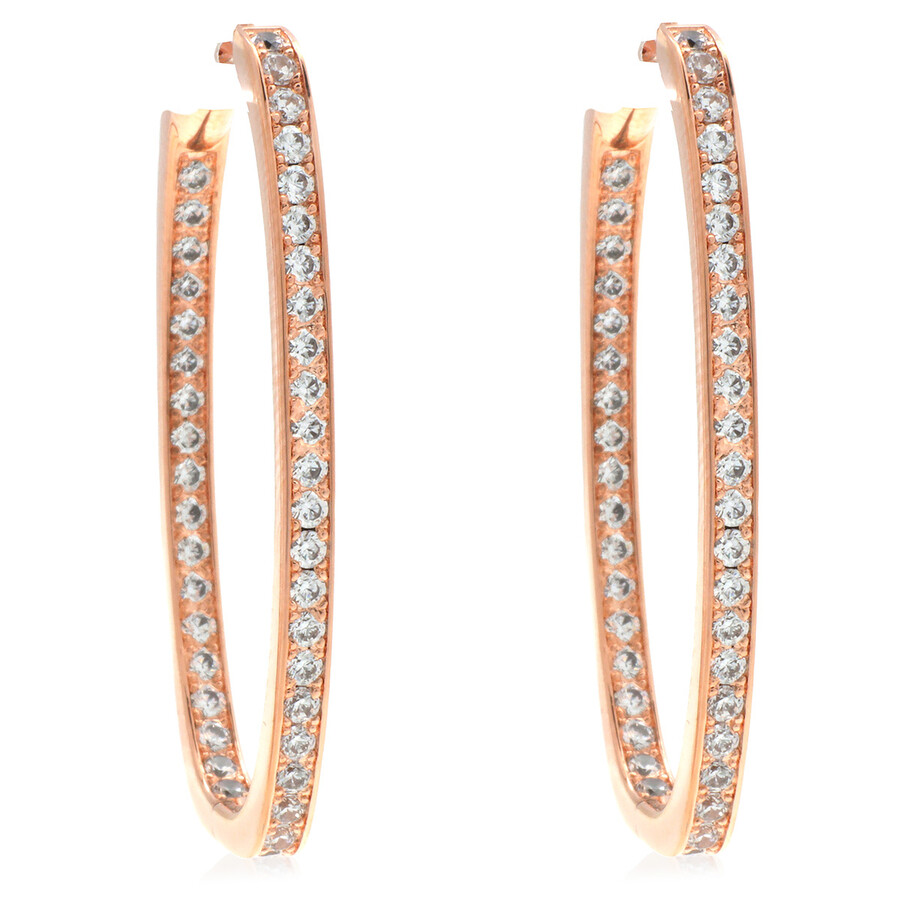 Apm Monaco Rose Alloy Oval Long Pave Earrings
