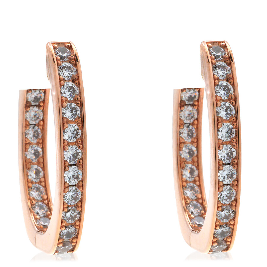 Apm Monaco Small Rectangle Paved Earrings In Pink/rose Gold Tone/gold Tone