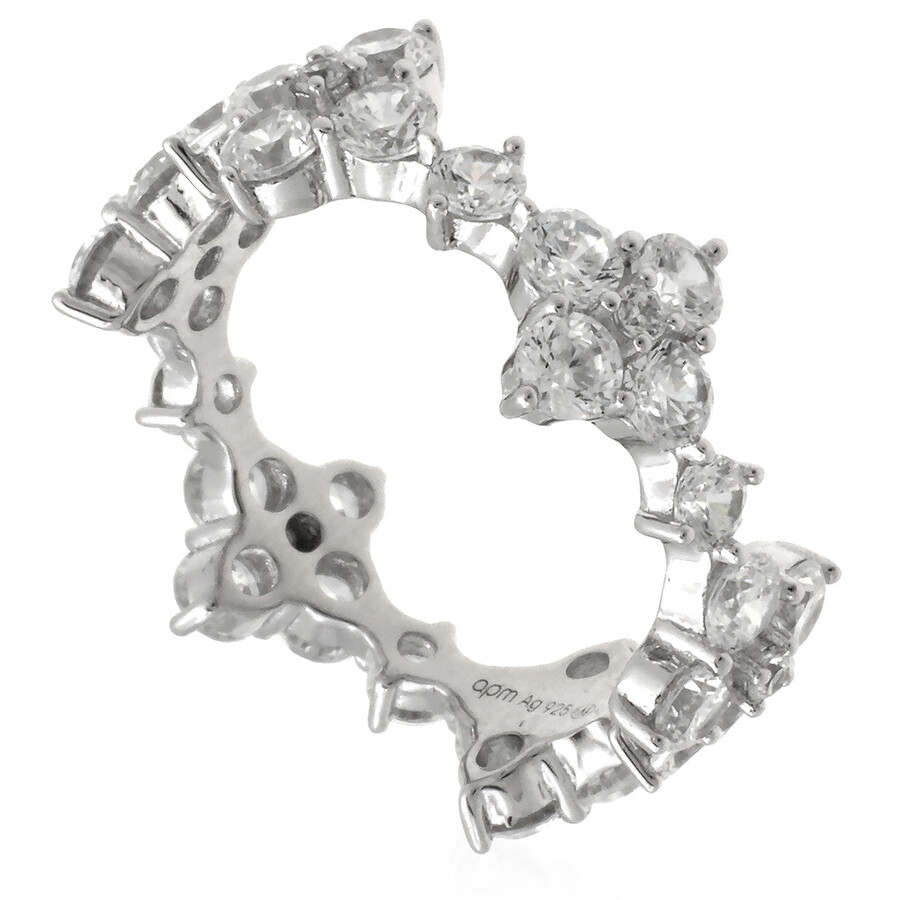 Apm Monaco Sterling Silver Sparkle Ring In Silver Tone