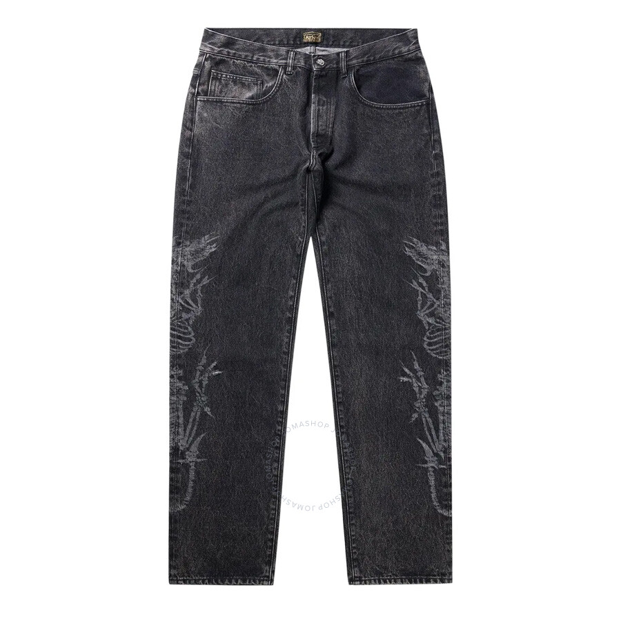 Aries Lasered Dragon Batten Jeans In Black