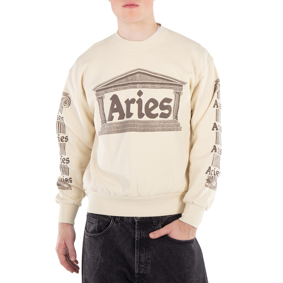 Men's Beige Ancient Column Print Sweatshirt