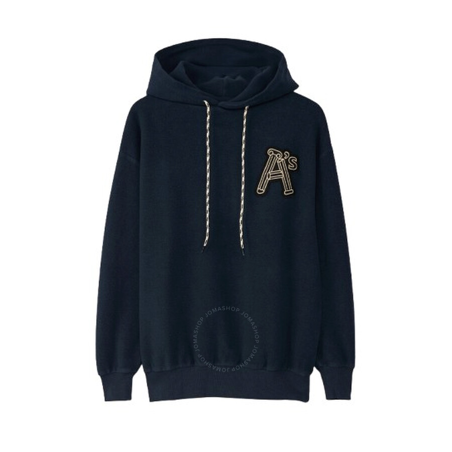 Aries Men's Navy Reverse Column Cotton Hoodie In Blue