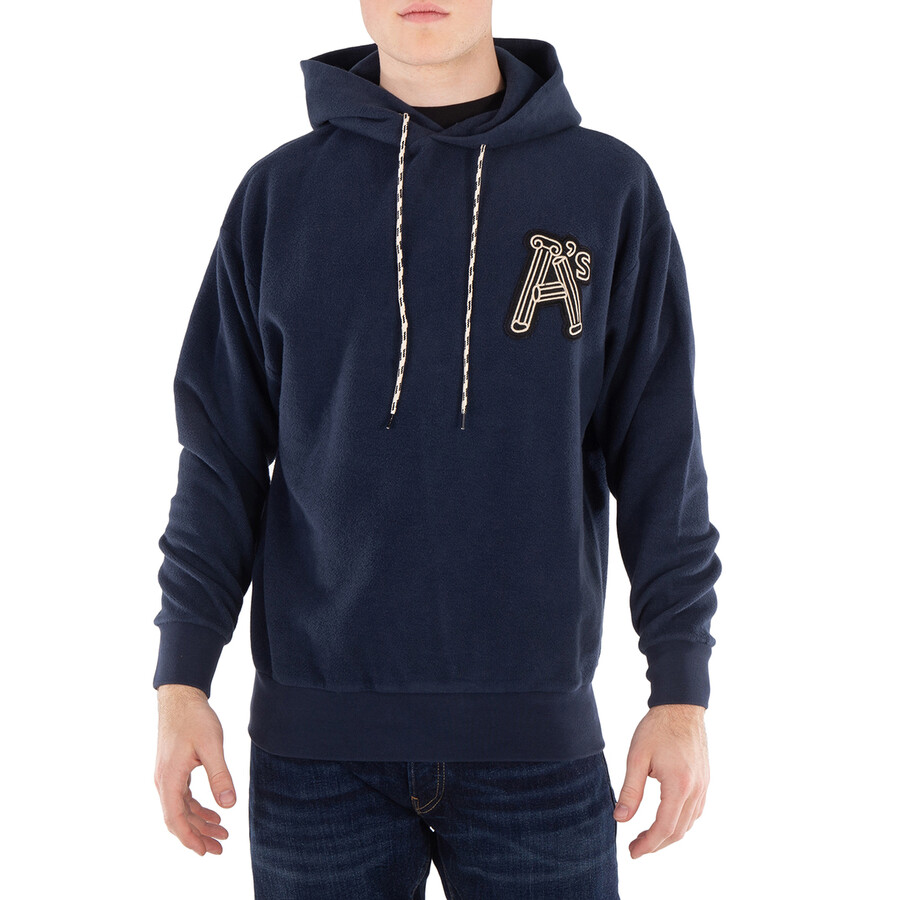 Men's Navy Reverse Column Cotton Hoodie