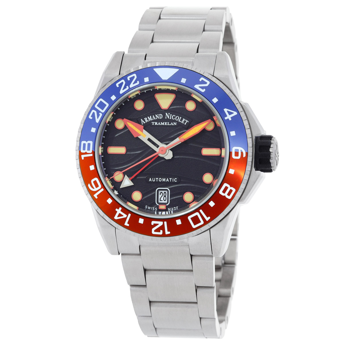 Armand Nicolet JSH GMT Automatic Black Dial Men's Watch A487RGN-NO-MA2481AA