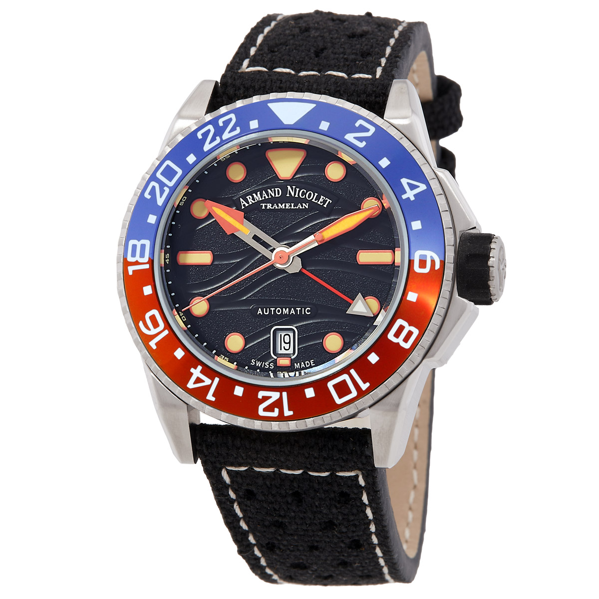 Armand Nicolet JSH GMT Automatic Black Dial Men's Watch A487RGN-NO-P0640NC8