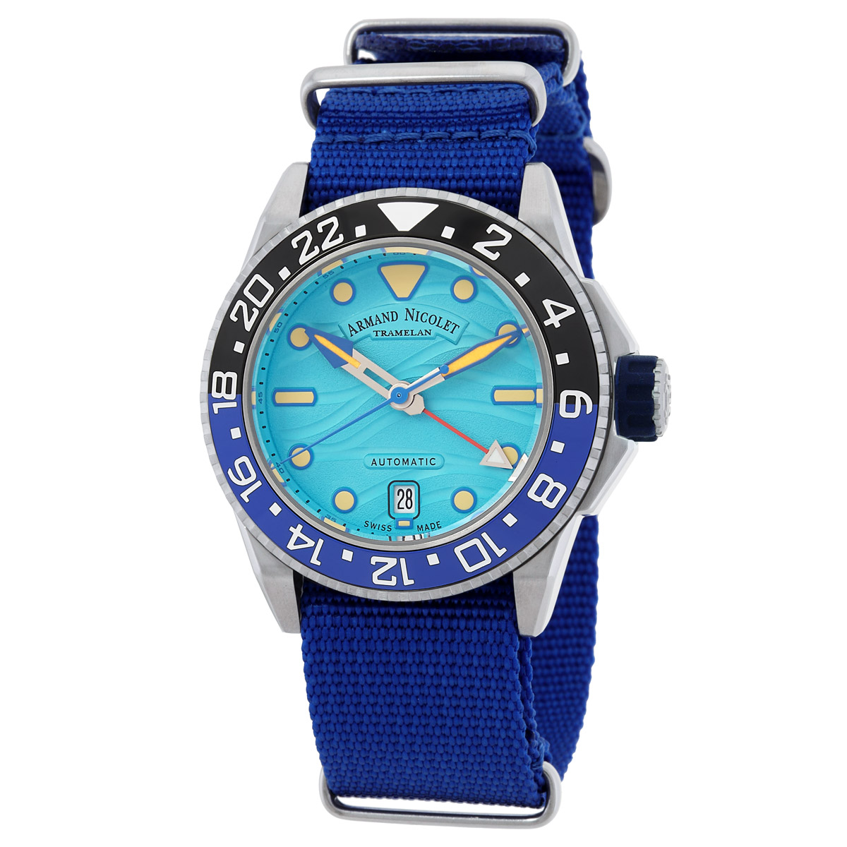Armand Nicolet JSH GMT Automatic Batman Bezel Men's Watch A487RGU
