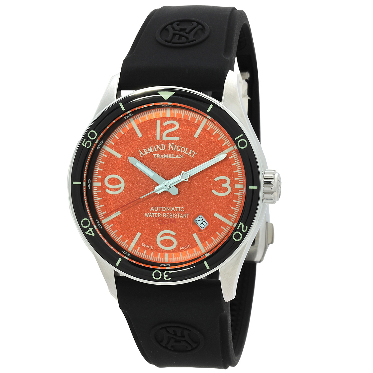 Armand Nicolet M2H Automatic Orange Dial Men's Watch A740HNA-OR-GG2710N
