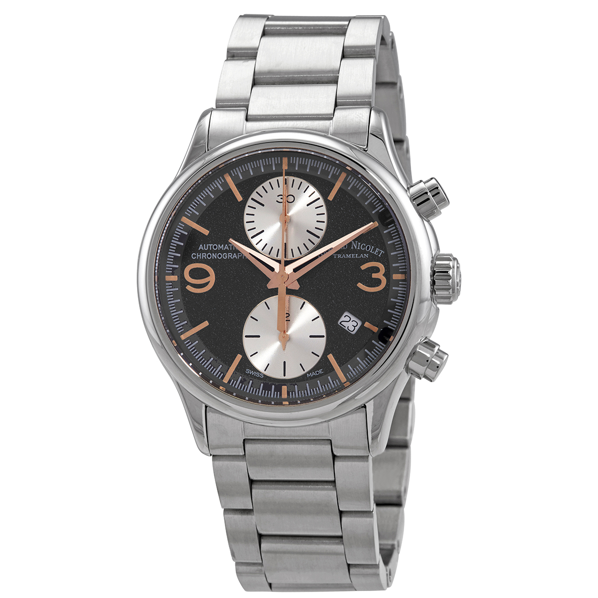 Armand Nicolet MHA Chronograph Automatic Black Dial Men's Watch A844HAA-NS-M2850A