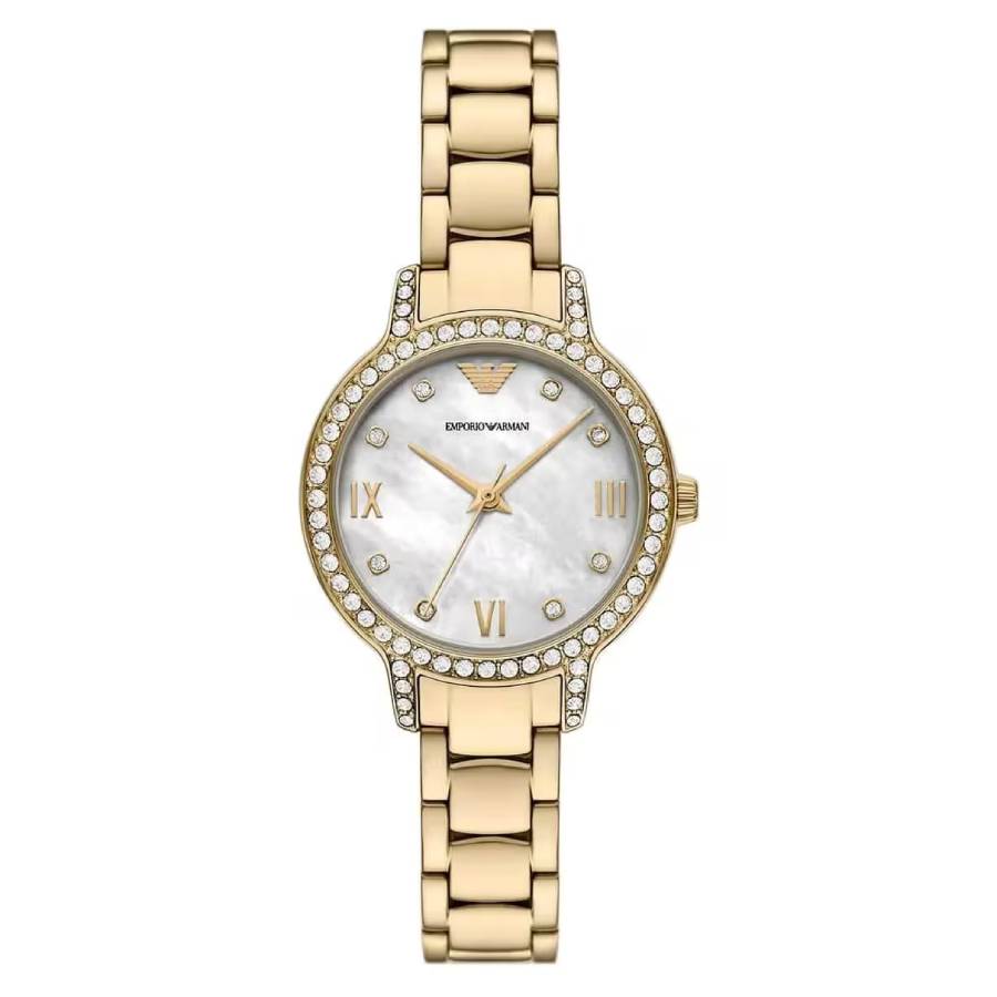 Armani Cleo Quartz Crystal Mother of Pearl Dial Ladies Watch AR11652