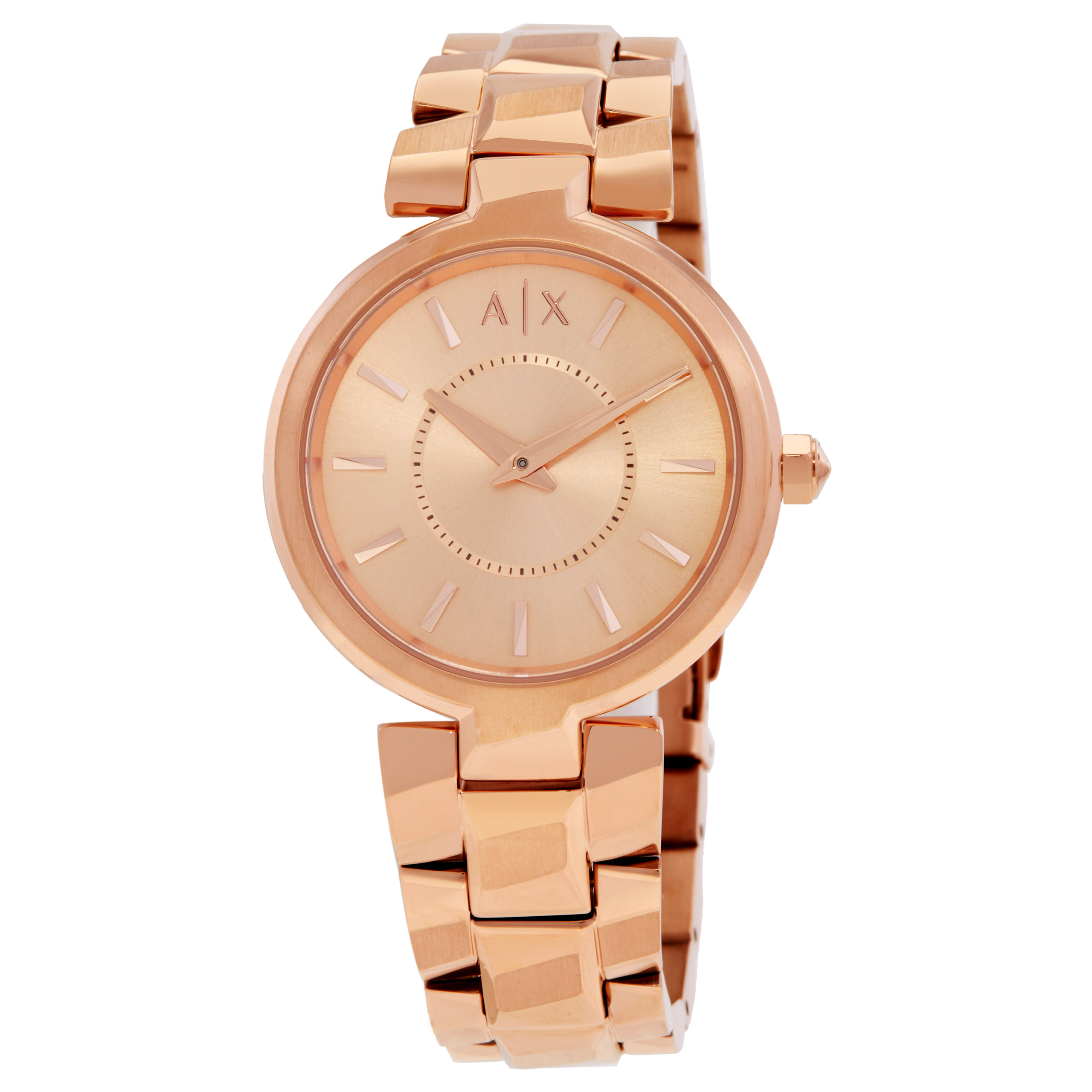 Armani Exchange Audora Quartz Rose Gold Dial Ladies Watch 