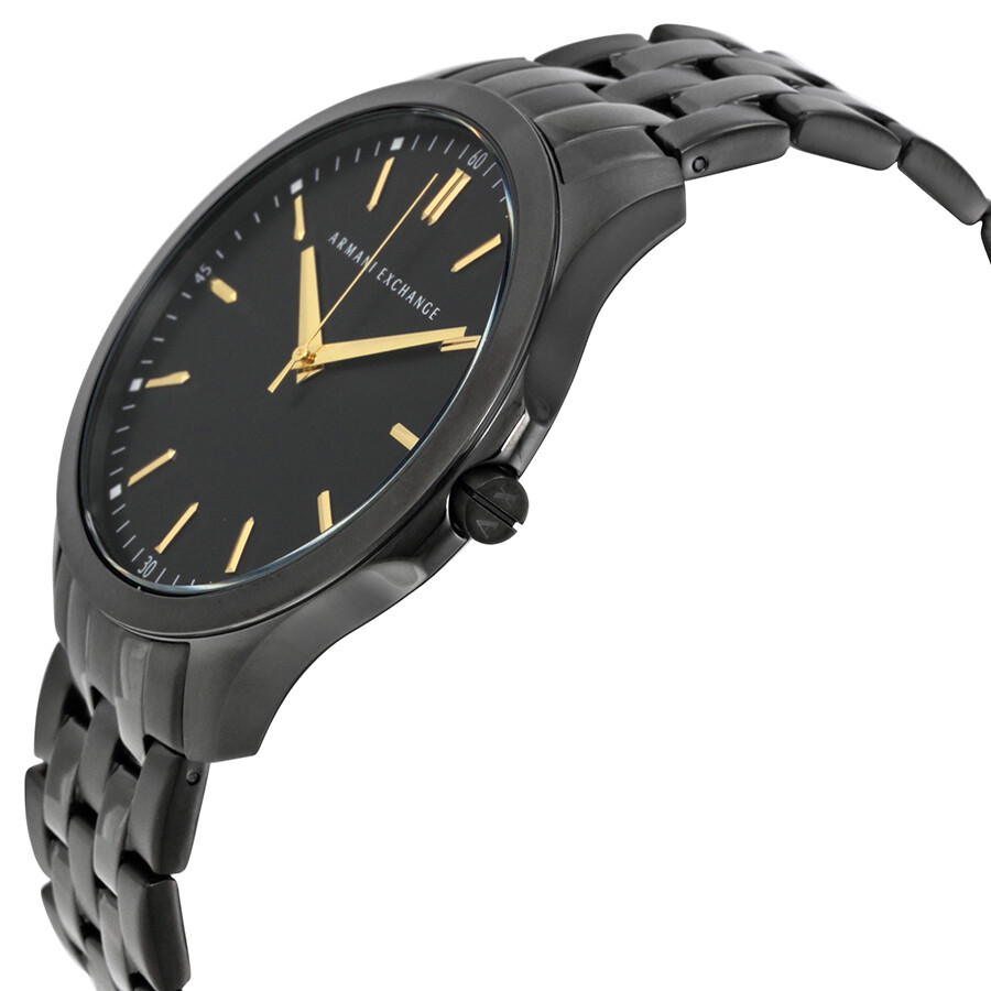 Shop Armani Exchange Black Dial Stainless Steel Men's Watch Ax2144 In Black / Gold Tone