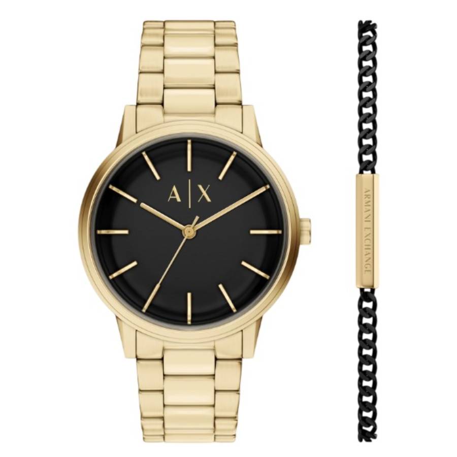 Armani Exchange Cayde Quartz Black Dial Men's Watch and Bracelet