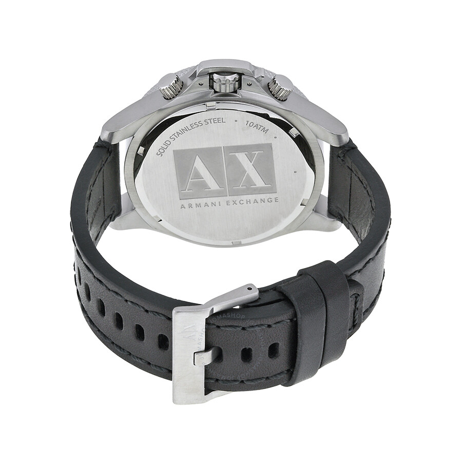 Armani Exchange Chronograph Black Dial Black Leather Men's Watch AX1506