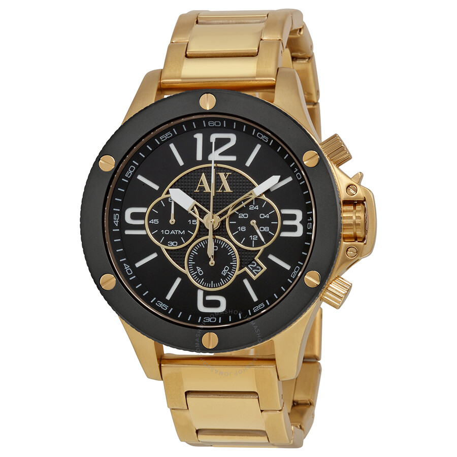 armani exchange black and gold watch