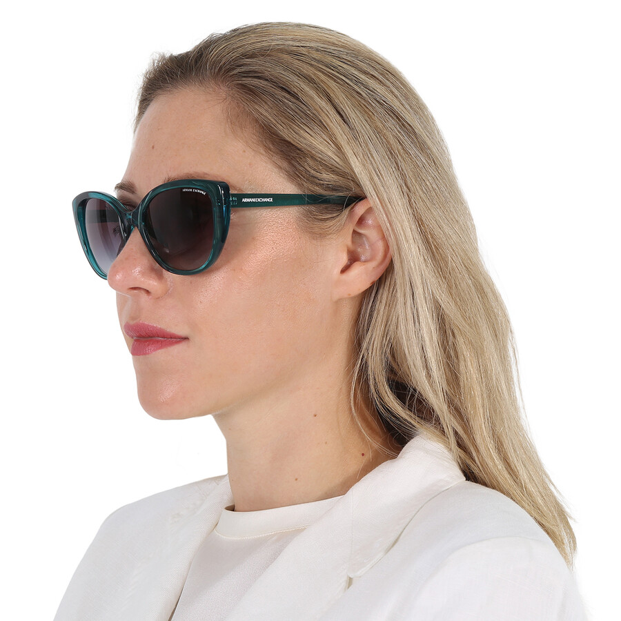 Armani Exchange Grey Gradient Cat Eye Ladies Sunglasses Ax4111su 82908g 54 In Blue / Grey