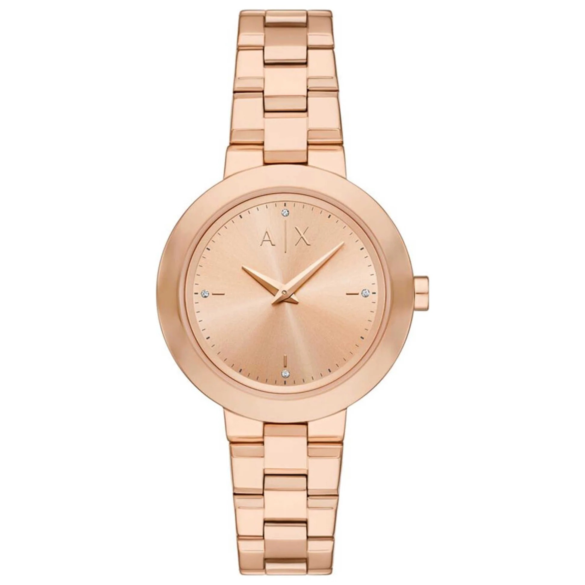 Armani Exchange Quartz Crystal Rose Gold Dial Watch AX5177