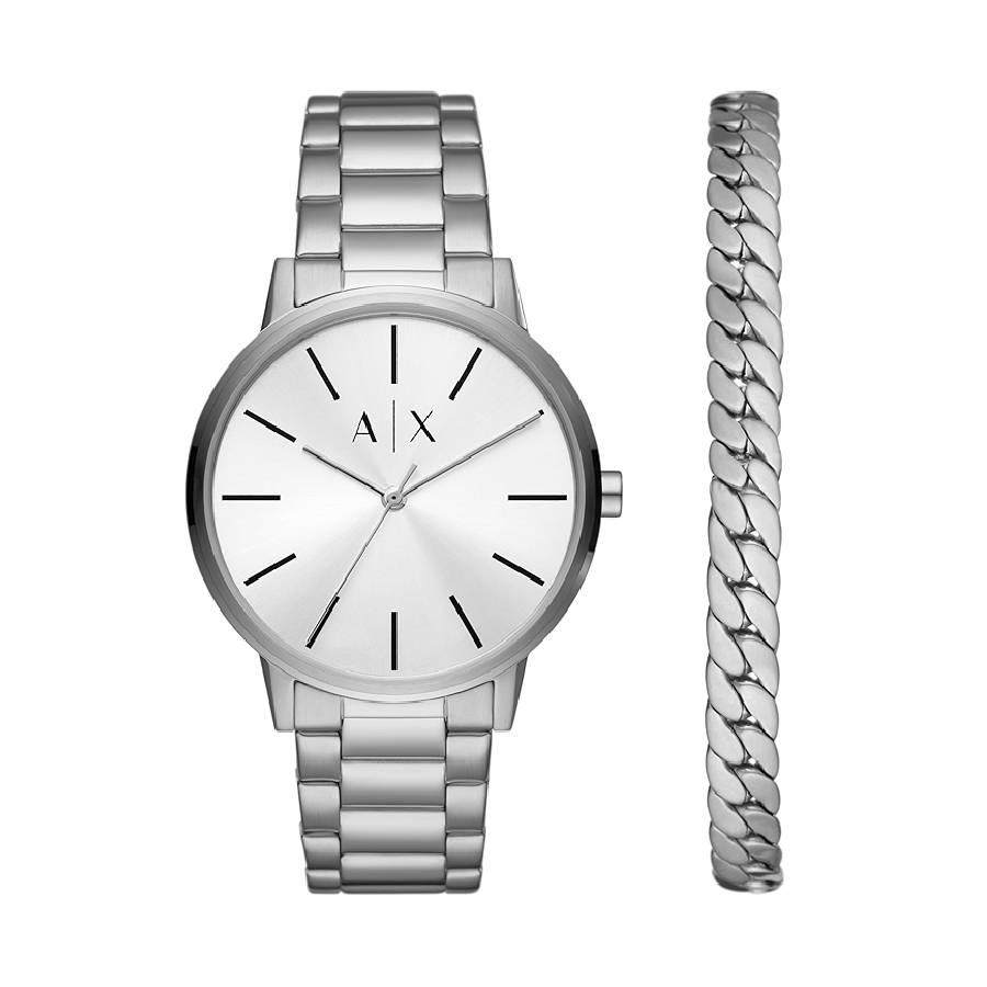 Armani Exchange Quartz Silver Dial Men's Watch AX7138SET