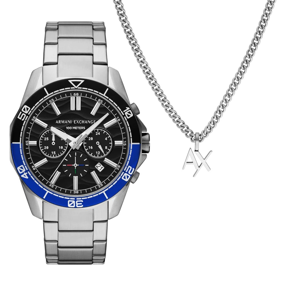 Armani Exchange Spencer Chronograph Quartz Black Dial Men's Watch Set AX7166SET