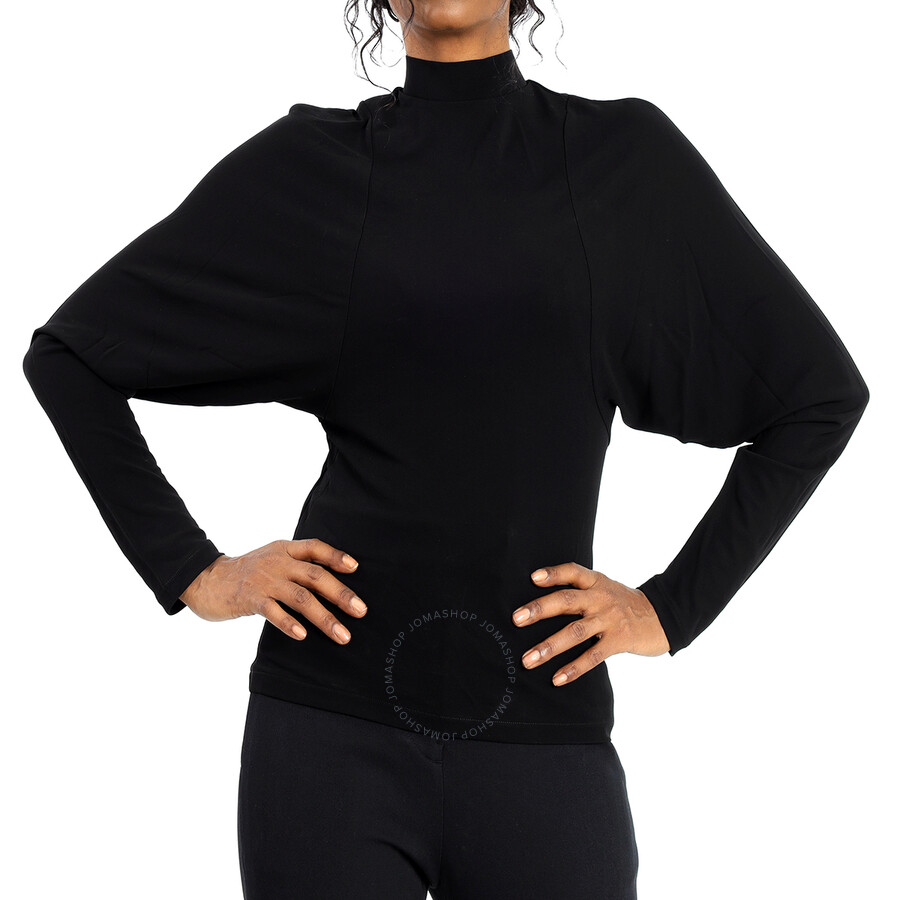 Atlein Ladies Bat Sleeve Chiffon Top In Black In Black