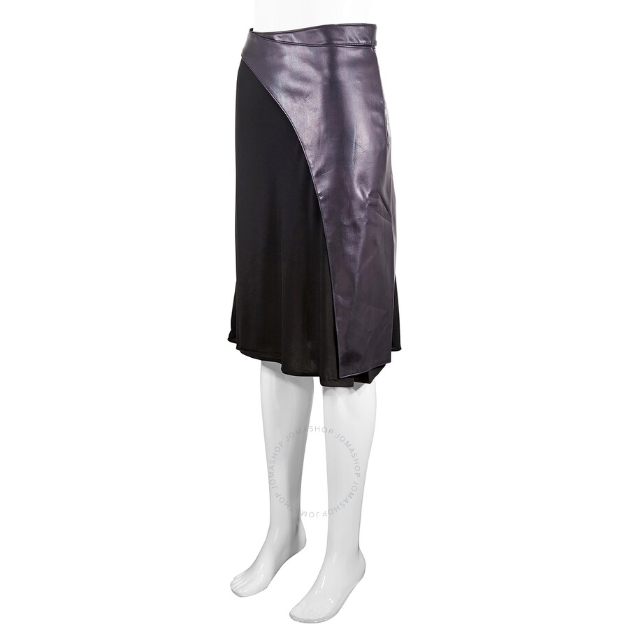 Shop Atlein Ladies Mixed Jersey Bias Cut Midi Skirt In Blackberry