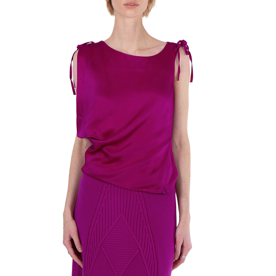 Ladies Purple Cowl Neck Satin Top, Brand Size 36 (US Size 2)