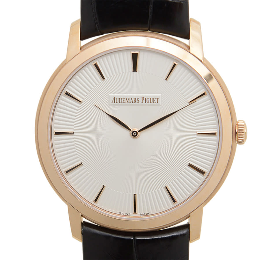 Jules Audemars Ivory Dial Black Leather Men's Watch