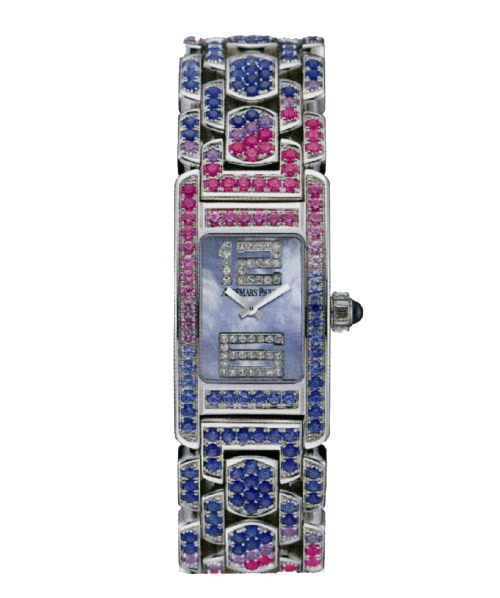 Promesse Multi-Colored Sapphire and White Gold Ladies Watch