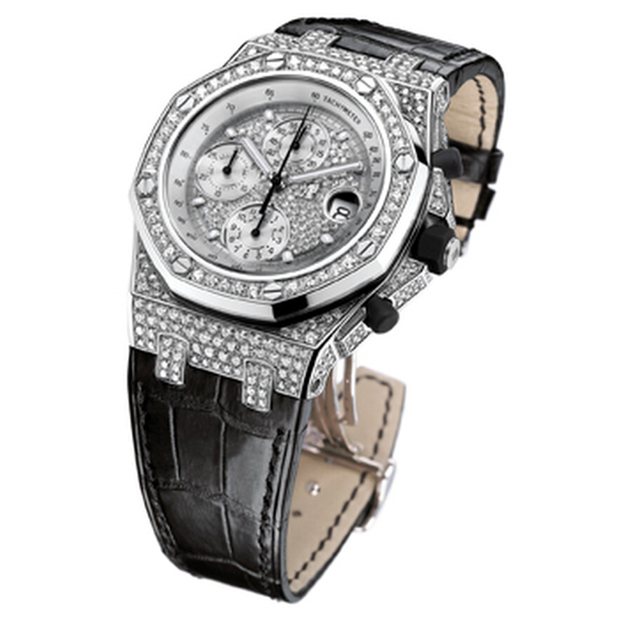 Shop Audemars Piguet Royal Oak Chronograph Diamond Diamond Pave Dial Men's Watch 26067bc.zz.d00 In Black / Gold / White