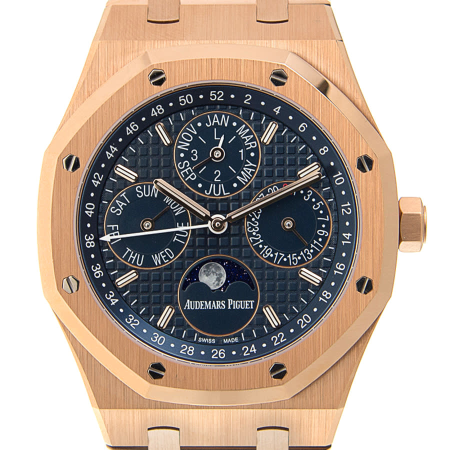 Royal Oak Prepetual Calendar Blue Dial Automatic Men's 18 Carat Pink Gold Watch