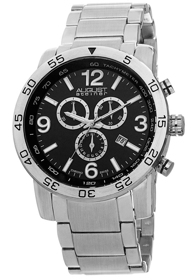 August Steiner Black Dial Base Metal Men's Watch AS8097SSB