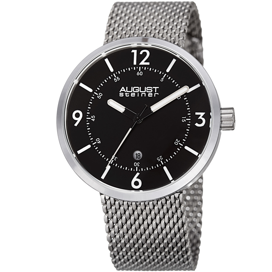 August Steiner Black Dial Men's Watch AS8204SSB