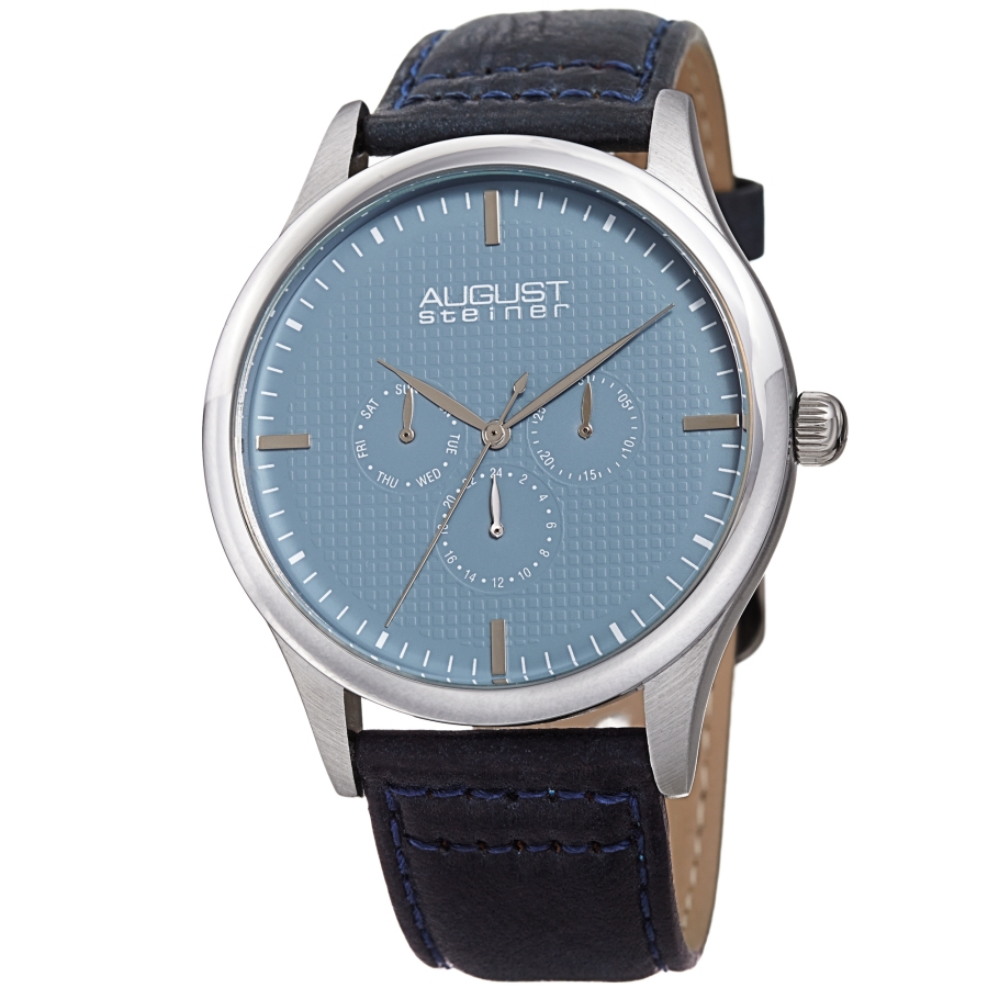 August Steiner Blue Dial Black Leather Men's Watch AS8243SSBU