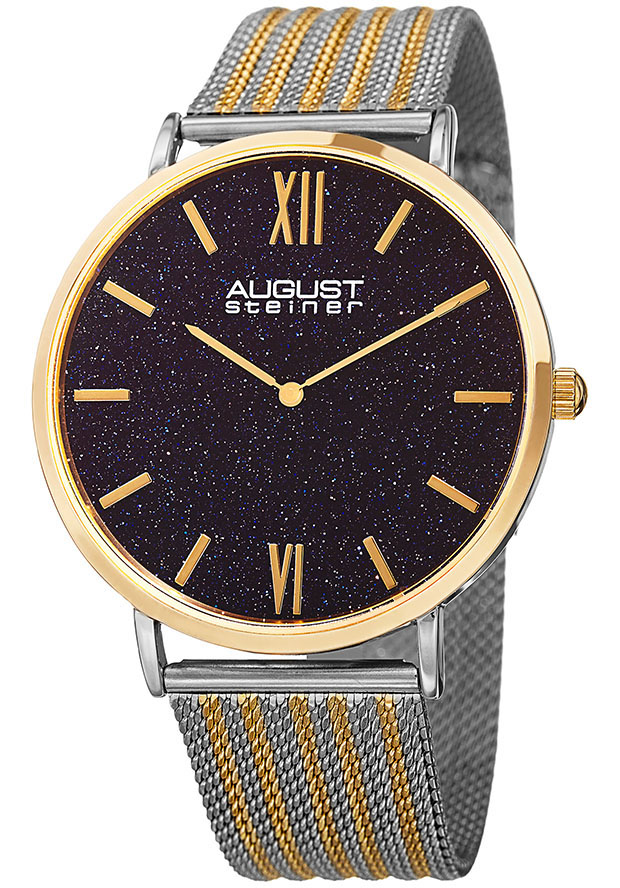 August Steiner Blue Sandstone Dial Two-tone Men's Watch AS8218TTG